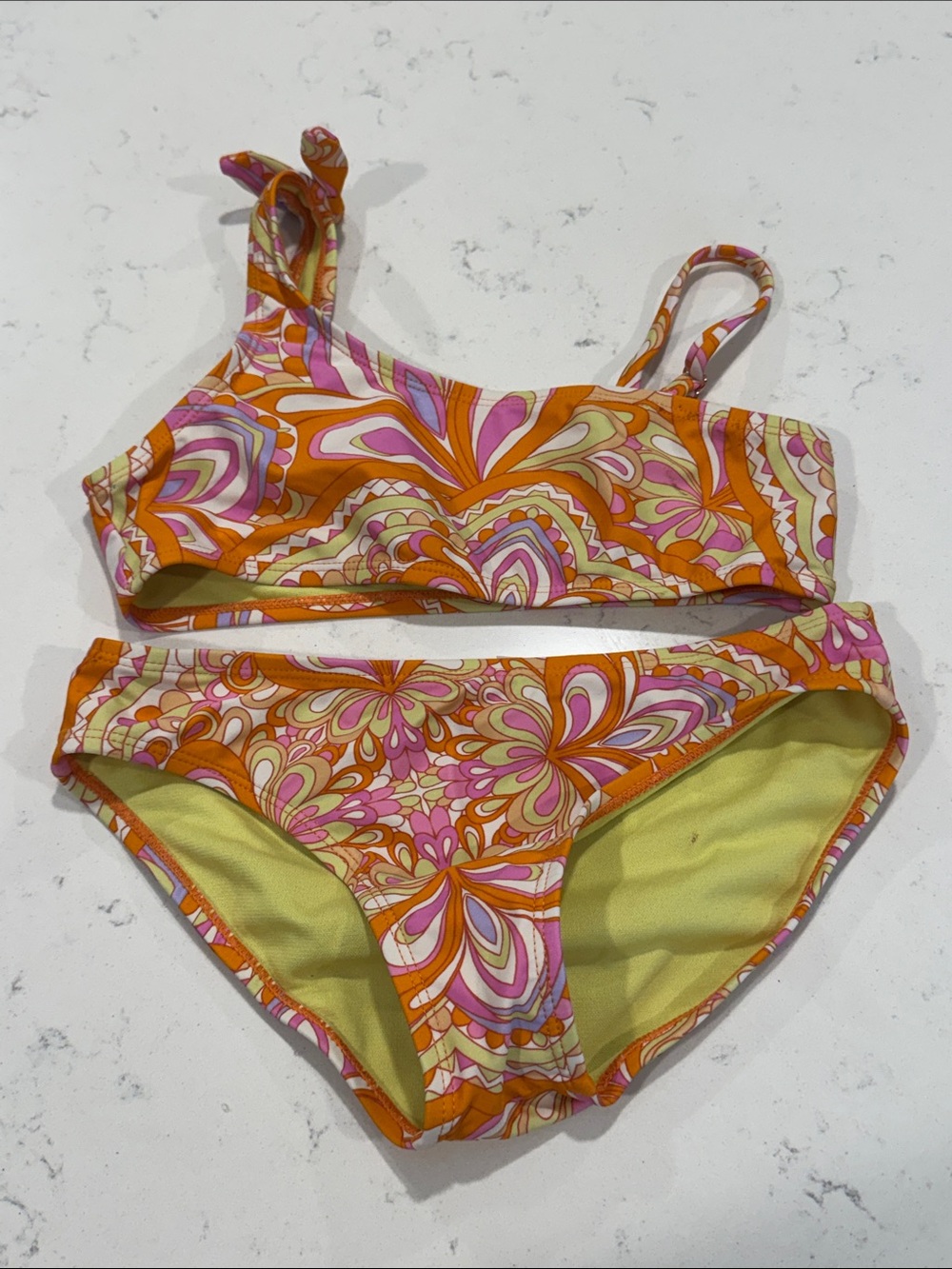 Raisins Orange & Pink Floral Kids Two-Piece Bikini